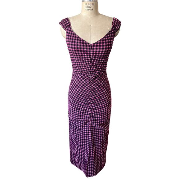Rachel Comey Altro Midi Dress in Pink & Black Gingham Check Size 4 - Picture 3 of 9